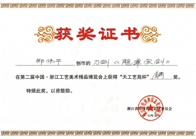 龍?zhí)秾殑Λ@獎證書